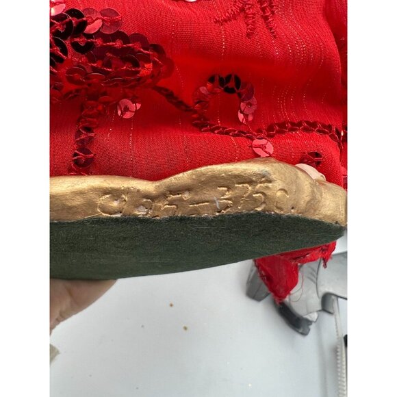 Elf Figurine Red Dress Gold Wings Fairy Pixie Fantasy Signed 12"  Real Eye lashe - Picture 6 of 16